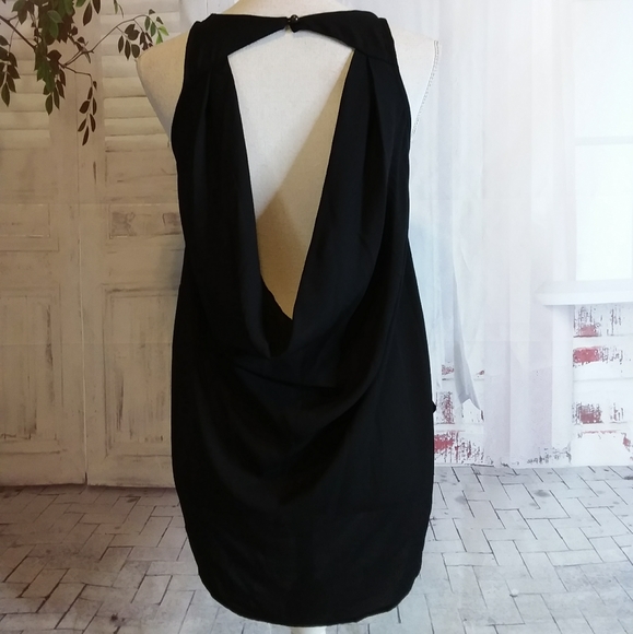 Decree sleeveless black chiffon low open draped back blouse size XS - Picture 3 of 5